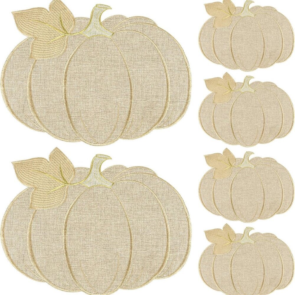 Fall Thanksgiving Pumpkin Placemats Set of 6 Fall Autumn Table Decorations Indoo